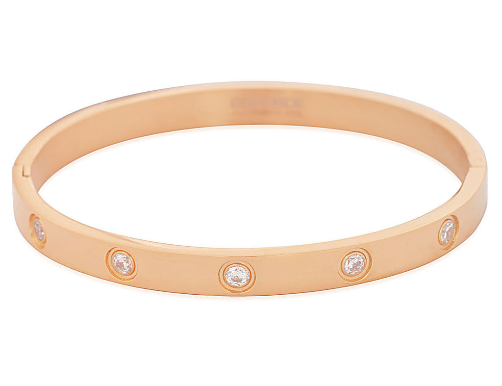 Stainless Steel Bracelet With Circle Set CZ's