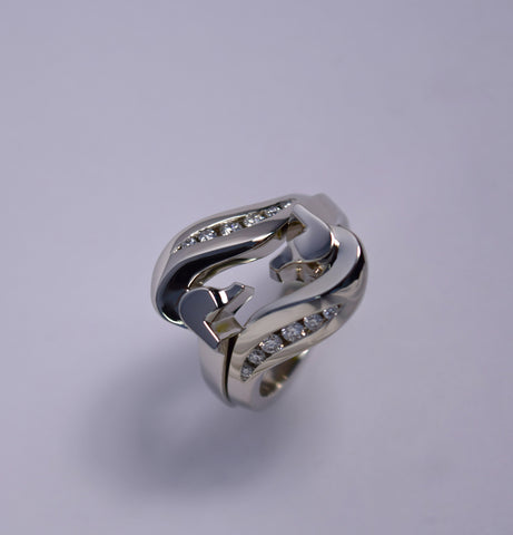 The Mini Classic© By-Pass Ring with Channel Set Diamonds
