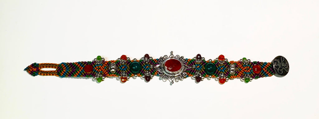 Isha Elafi #474 Simple Bracelet Orange,Teal, Purple With Carnelian and Agate