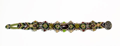 Isha Elafi #472 Simple Bracelet Green,Brown,Beige With Opal