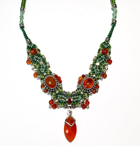 Isha Elafi #522 Choker Green With a Carnelian