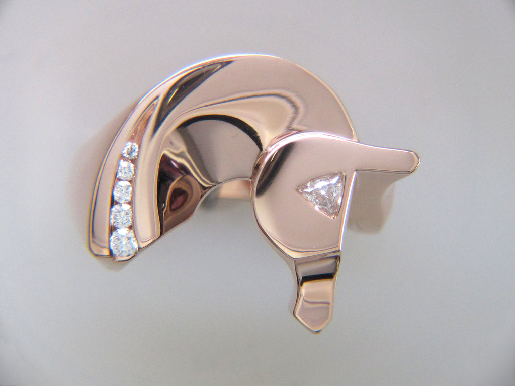 The Classic© Horse 14k with a diamond channel & trillion eye