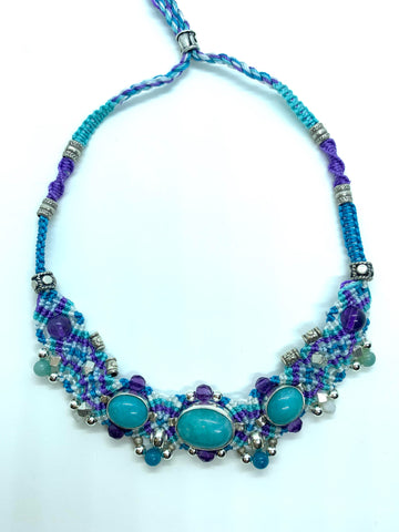 Isha Elafi #600 Small Choker Blue Purple Teal With Amazonite