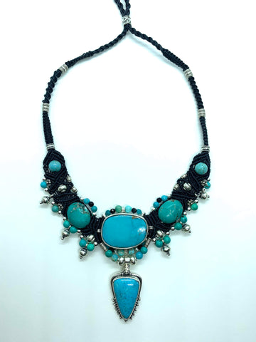 Isha Elafi #614 New Choker Black With Turquoise