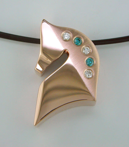The Statement© in 14kt Rose Gold with Teal and White Diamonds