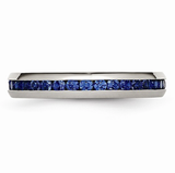 Stainless Steel & Blue Cubic Zirconia Ring