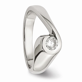 Stainless Steel Swirl Ring with Cubic Zirconia