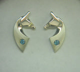The Classic© Earrings in 14k Yellow, White, or Rose Gold with Teal Diamonds
