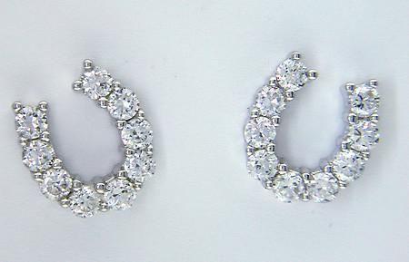 Sterling Silver & Cubic Zirconia Horseshoe Studs