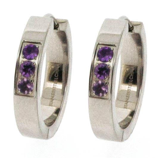 Stainless Steel Huggie's with Synthetic Amethyst.