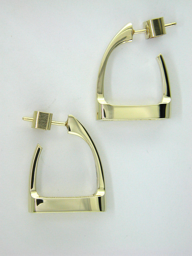 Sideways Stirrup Earrings in 14k Gold