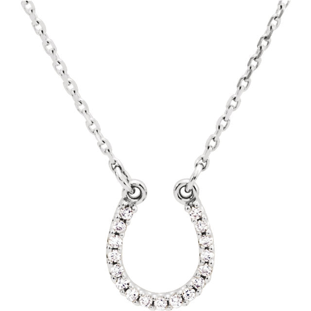 14k White Gold Horseshoe Necklace.