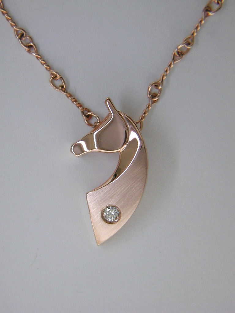 The Classic© Single Pendant in 14k Rose, White, or Yellow Gold with Diamond