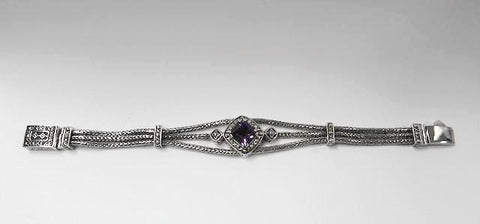 House of Bali by George Thomas Sterling Silver Bracelet With Amethyst Stone