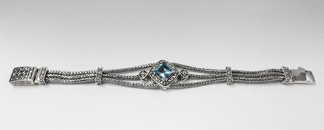 House of Bali by George Thomas Sterling Silver With Blue Topaz Stone