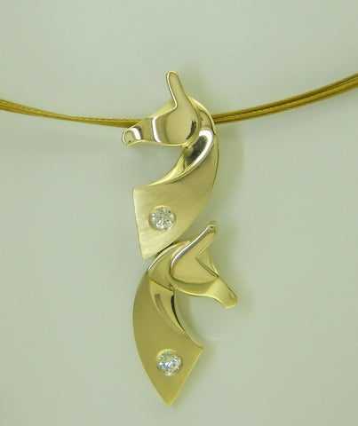The Classic© Double Pendant in 14k Gold with Diamonds