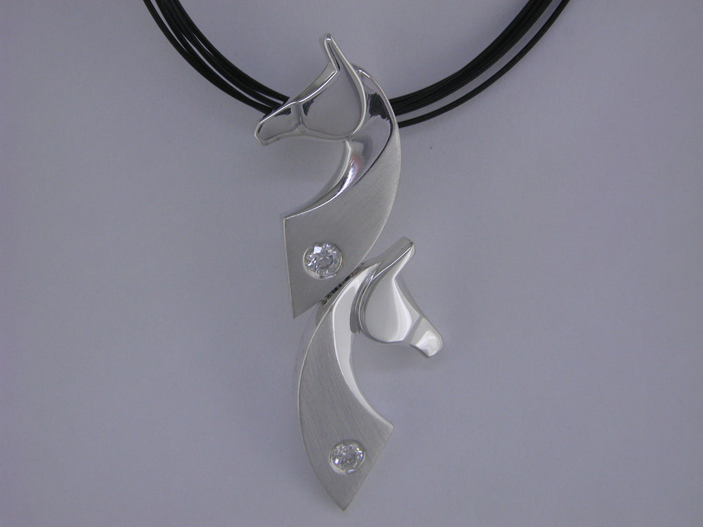 The Classic© Double Pendant in Sterling Silver with Diamonds