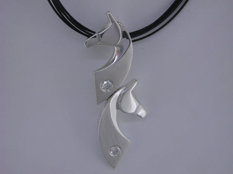 The Classic© Double Pendant in Sterling Silver with Diamonds