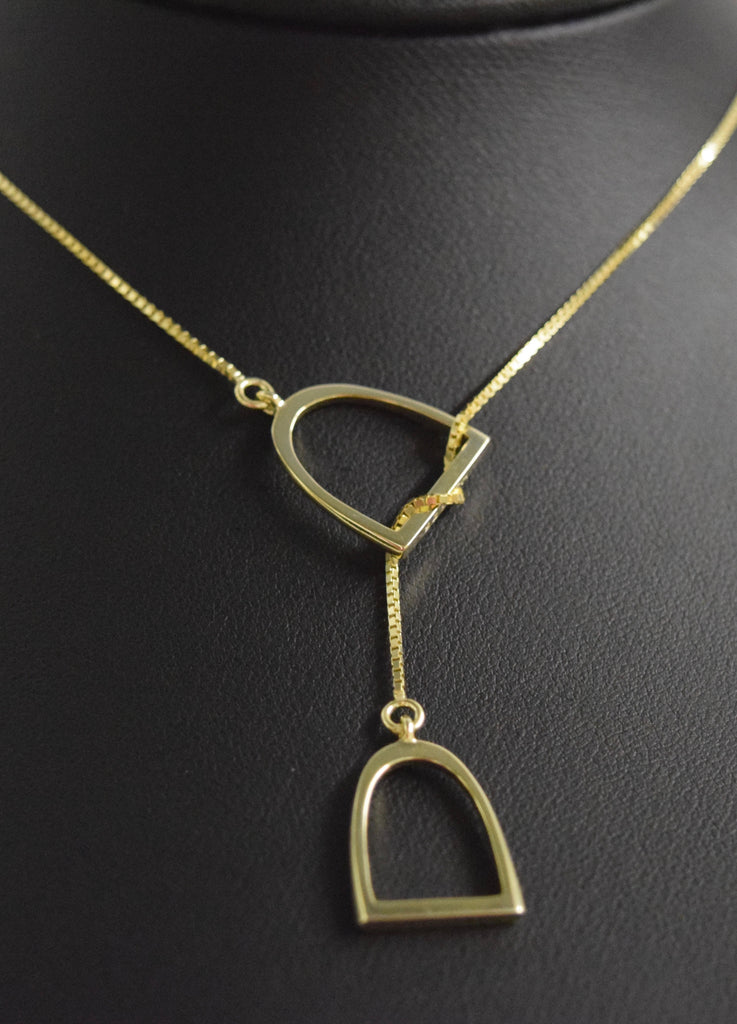 The "Annmarie" Lariat In Sterling Silver with 14kt Plated Yellow Gold.