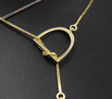 The "Annmarie" Lariat In Sterling Silver with 14kt Plated Yellow Gold.