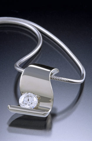 Wave of Success™ One-of-a-Kind Diamond Solitaire Pendant