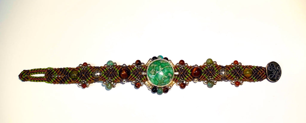 Isha Elafi #476 Simple Bracelet With Brown,Green and Tigers Eye.