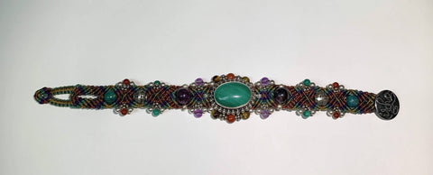 Isha Elafi #478 Simple Bracelet With Green,Purple,Tan and Malachite
