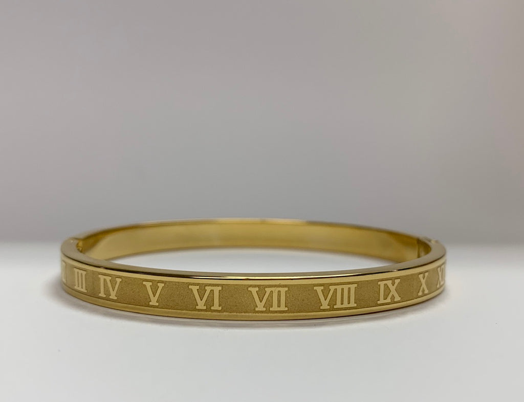 Stainless Steel Bracelet with Beautiful Roman Numeral Accents