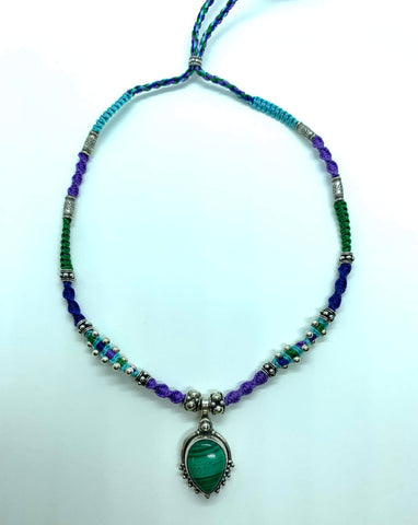 Isha Elafi #576 Joy Necklace Green Purple and Blue With Malachite