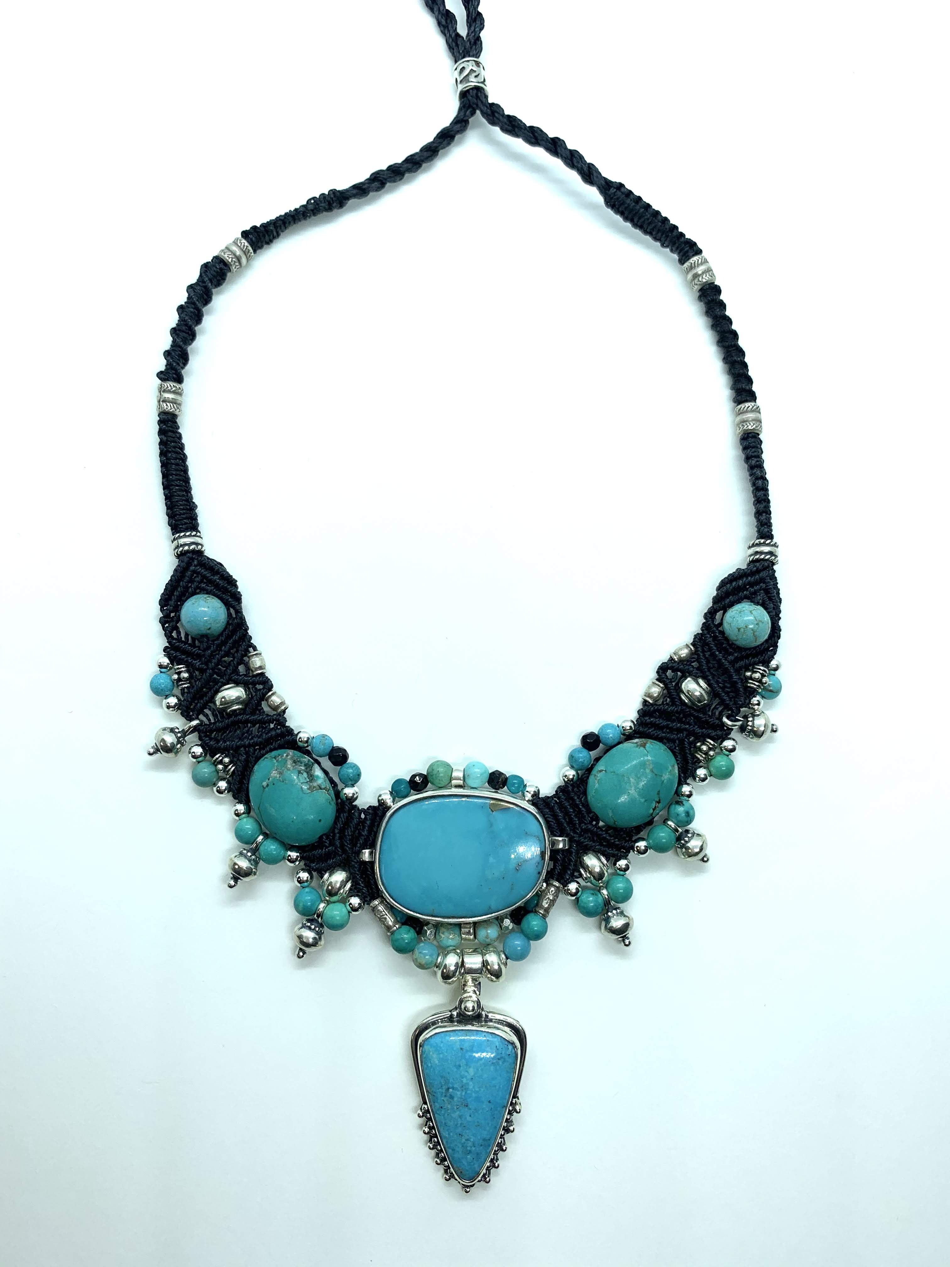 Isha Elafi #614 New Choker Black With Turquoise – The Classic Horse