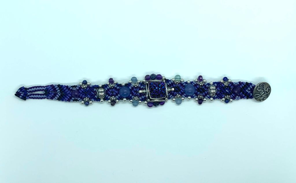 Isha Elafi #638 Simple Bracelet Purple With Purple Druzy