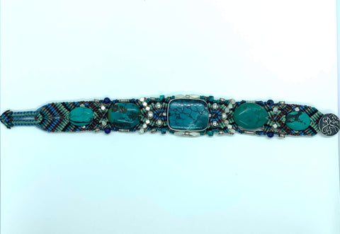 Isha Elafi #660 Wide Bracelet Blue Turquoise With A Turquoise Stone