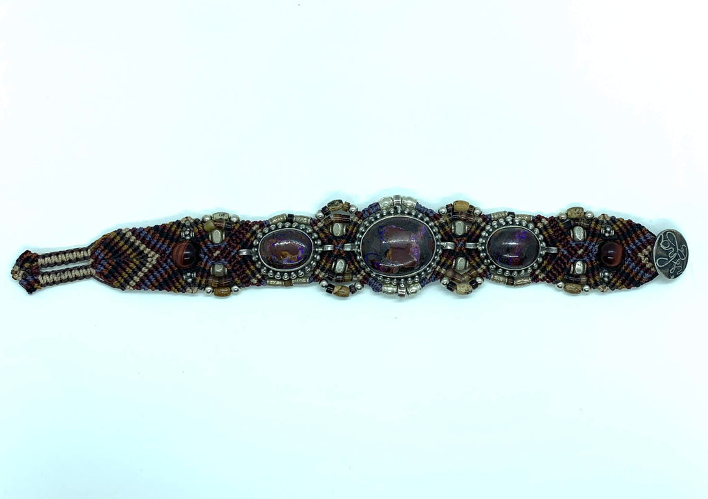 Isha Elafi #663 Wide Bracelet Browns Purple With A Opal