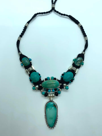 Isha Elafi #668 Big Gio Necklace Black With Turquoise