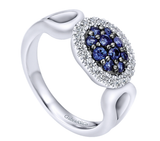 Gabriel & Co. Silver with White & Blue Sapphire Ring