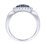 Gabriel & Co. Silver with White & Blue Sapphire Ring