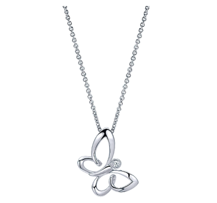 Gabriel & Co. Sterling Silver Butterfly Necklace with White Sapphire
