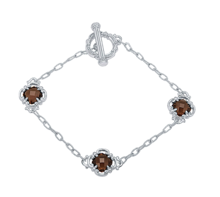 Gabriel & Co. Sterling Silver Chain Bracelet with Smoky Quartz