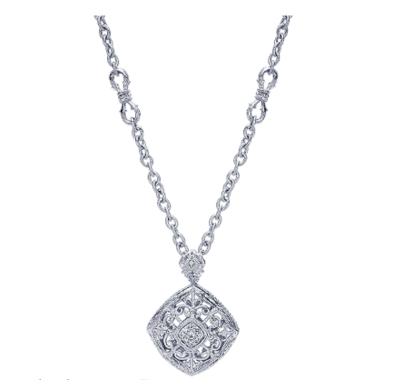 Gabriel & Co. Sterling Silver Fashion Necklace with Diamonds