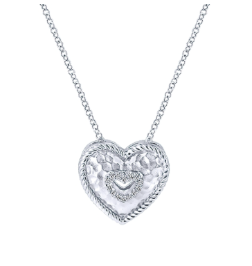 Gabriel & Co. Sterling Silver Heart Necklace with Diamonds
