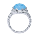 Gabriel & Co. Sterling Silver Rock Crystal & Turquoise Ring