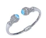 Gabriel & Co. Stainless Steel Bangle with Sterling Silver & Turquoise Rock Crystal