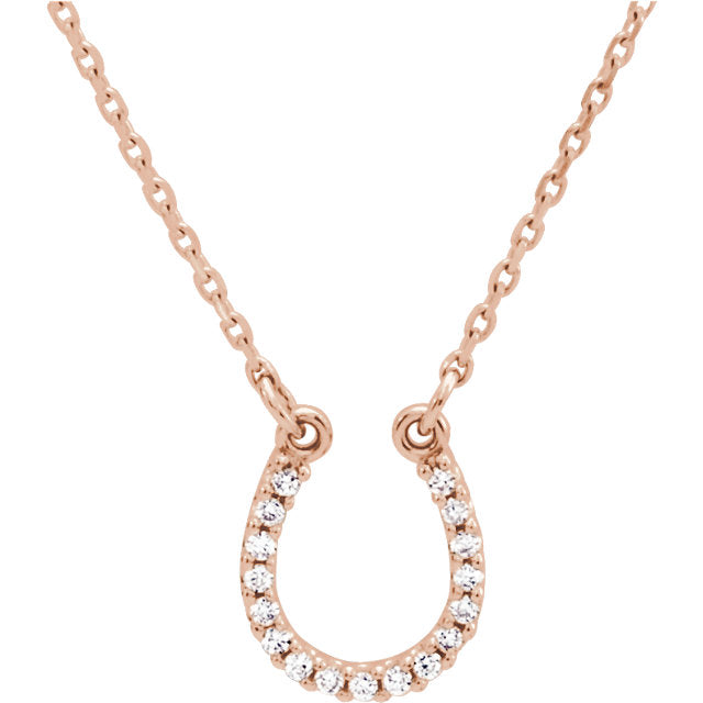 14K Rose Gold Horseshoe Necklace.