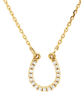 14k Yellow Gold Horseshoe Necklace.