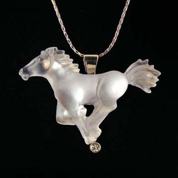 Cast Glass Spirit Horse in 14kt white gold