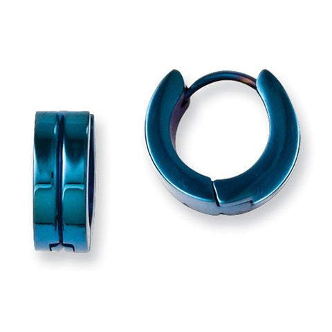 Stainless Steel Blue IP-Plated Hinged Hoop Earrings